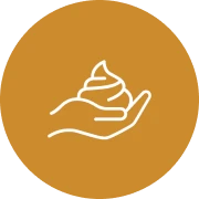 Skincare product silhouette on orange background.